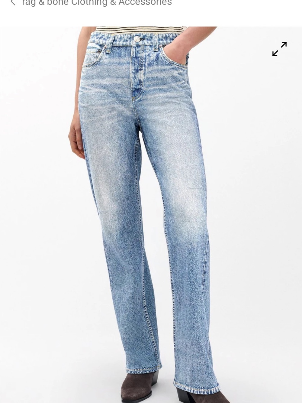 rag & bone Faded Light Blue Straight Leg Jeans